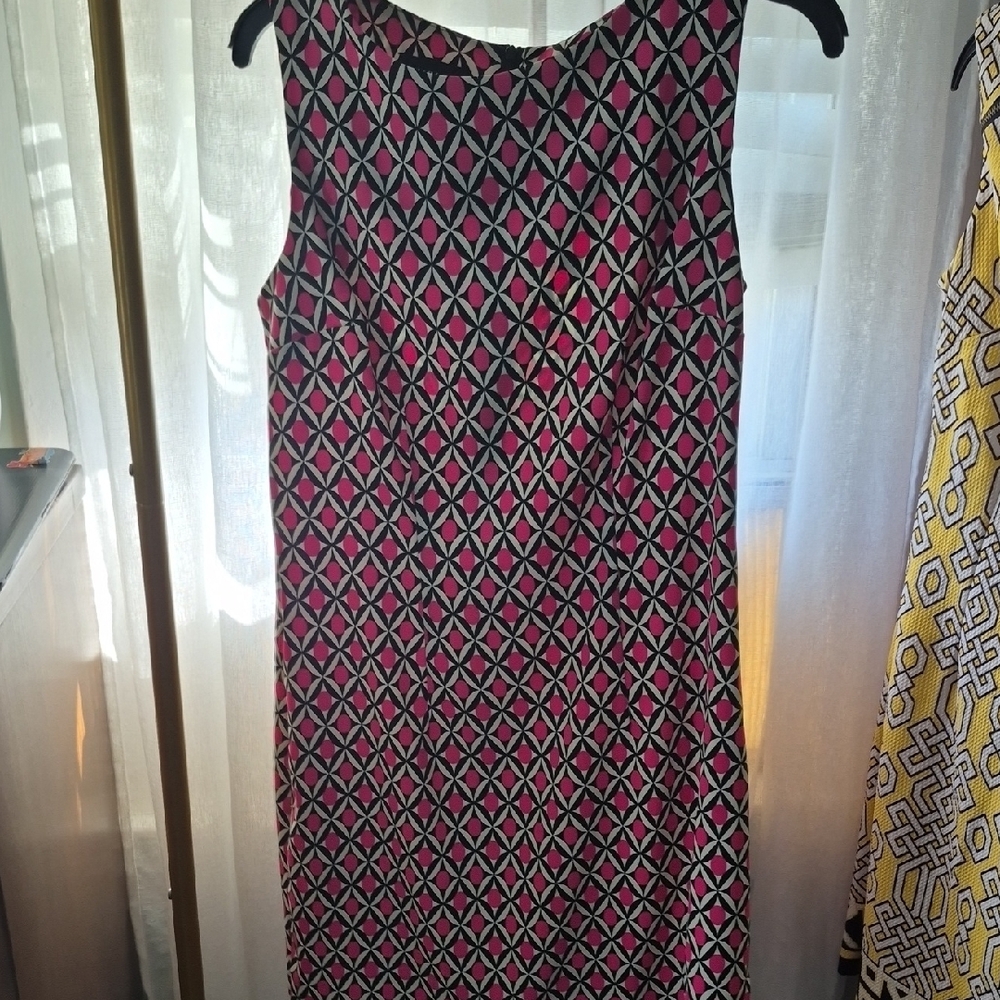 Alyx Pink and Black Geometric Sleeveless Midi Dress